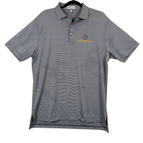 Peter Millar Summer Comfort Polo Navy White Pinstripe Size Medium - Picture 1 of 10